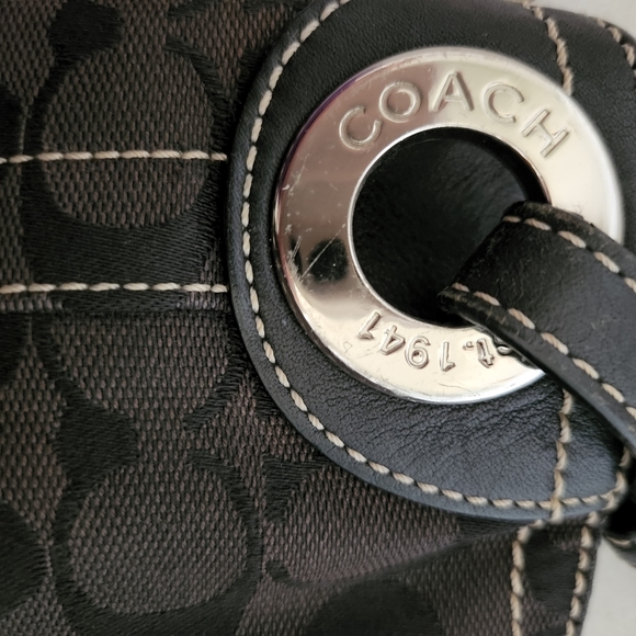 Coach Black Signature Canva Tote with Leather Trim - Picture 7 of 7